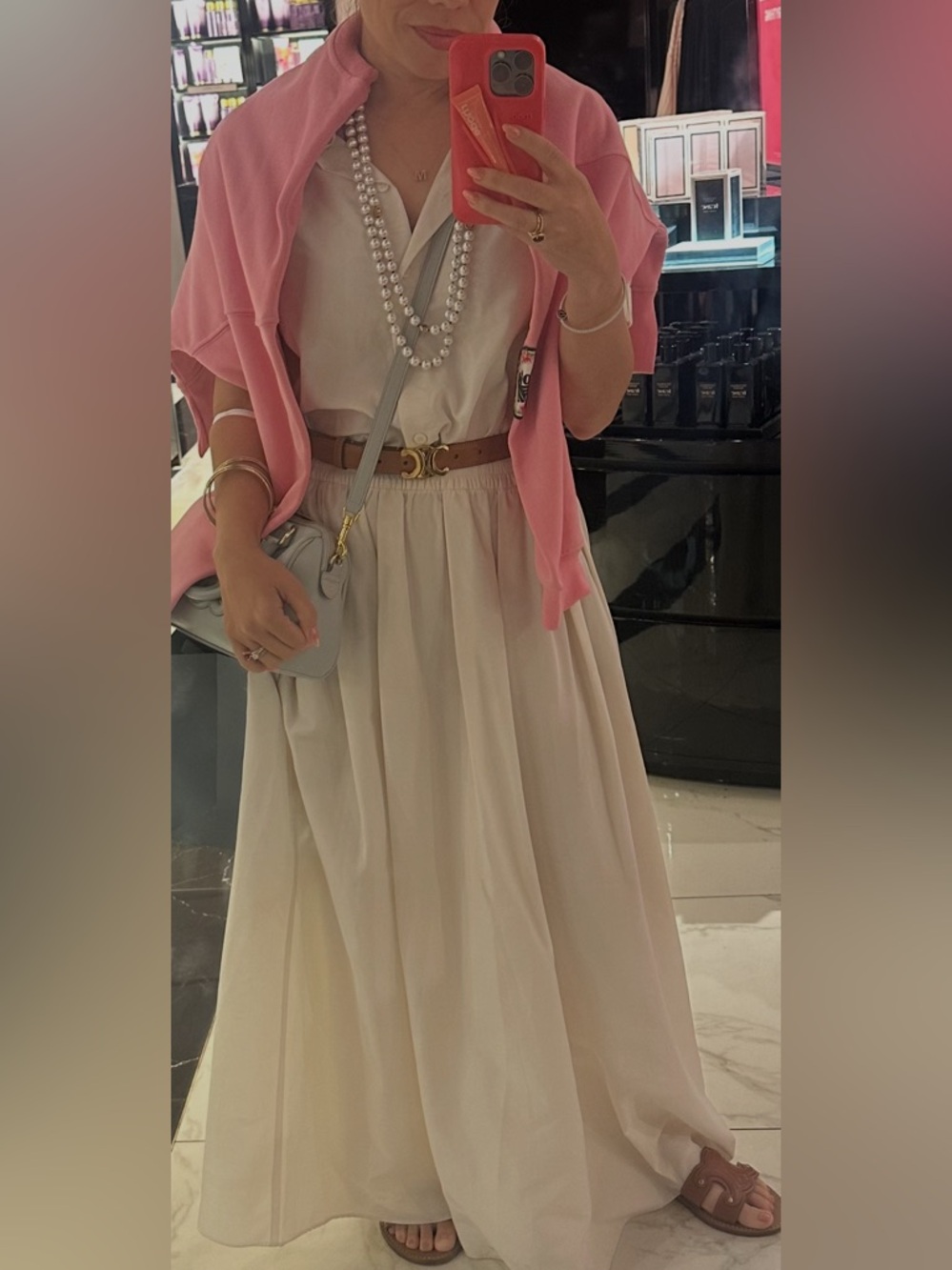 ZARA Poplin Two-Piece Set - Cropped Puff Sleeve Shirt & Maxi Skirt - Ivory/White - Picture 6 of 6